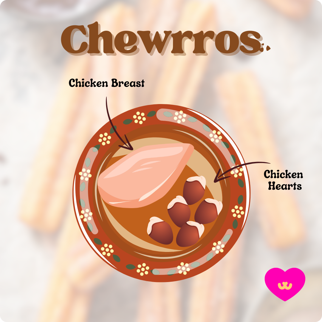 Crunchy dog chew for oral and heart health – inspired by churros, made with real chicken