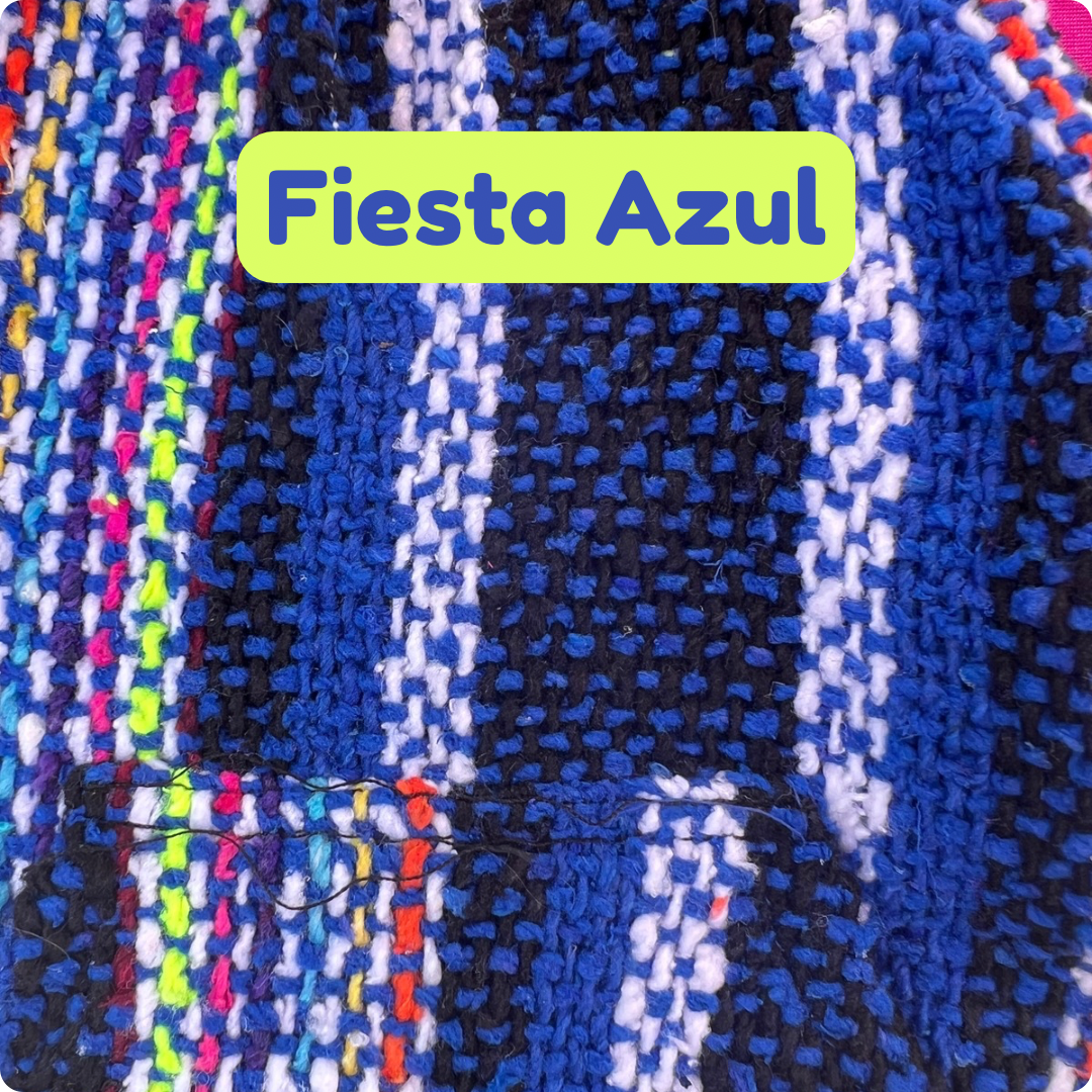 fiesta azul blue dog poncho with hood handmade Mexican fabric