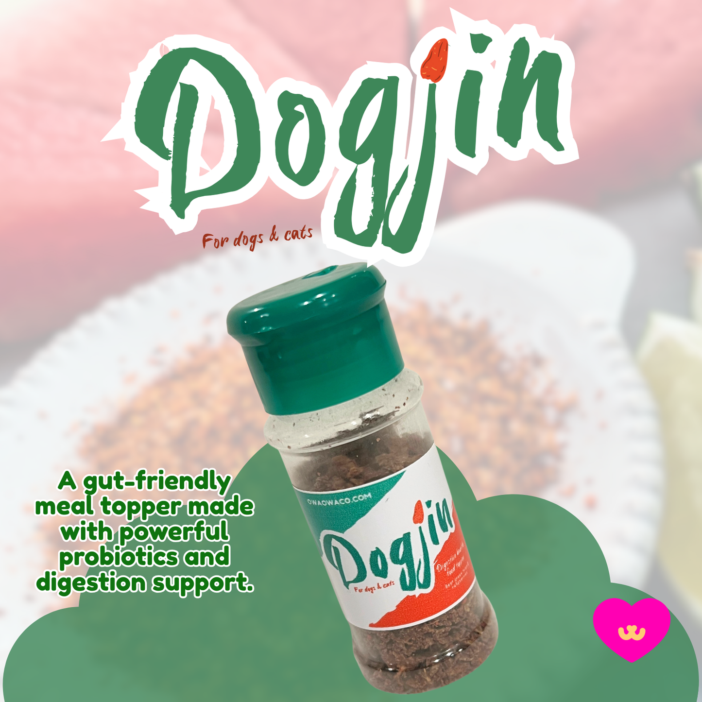 Owa Owa Dogjin functional dog and cat food topper made with beef green tripe and butternut squash. Rich in natural probiotics and digestive enzymes to support gut health, high fiber for tummy balance, and nutrient-dense ingredients that promote overall wellness and vitality for dogs.