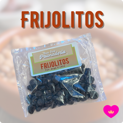 Frijolitos dog treats – bean-shaped crunchy beef and blueberry treats inspired by Mexican frijoles