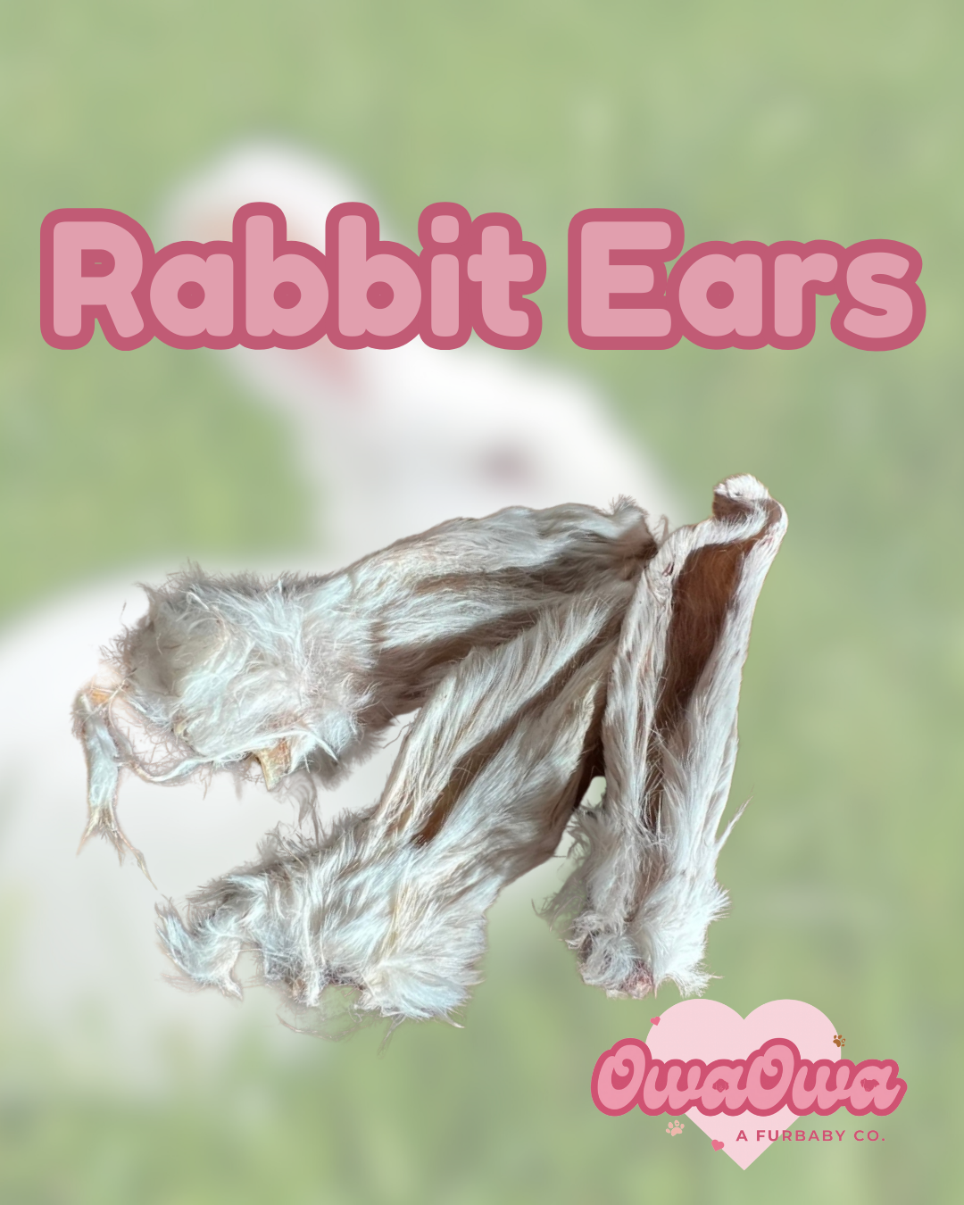 Rabbit ears with fur chew for dogs