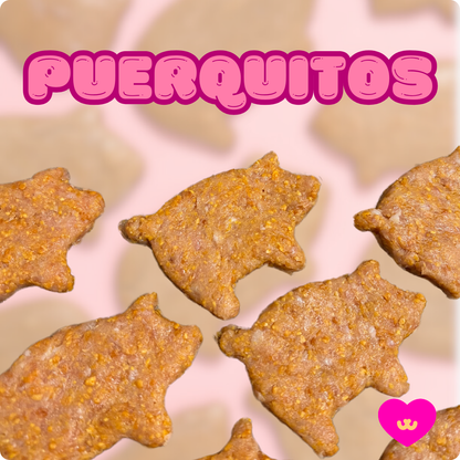Puerquitos dog treats – pig-shaped crunchy pork and pumpkin treats inspired by Mexican bread