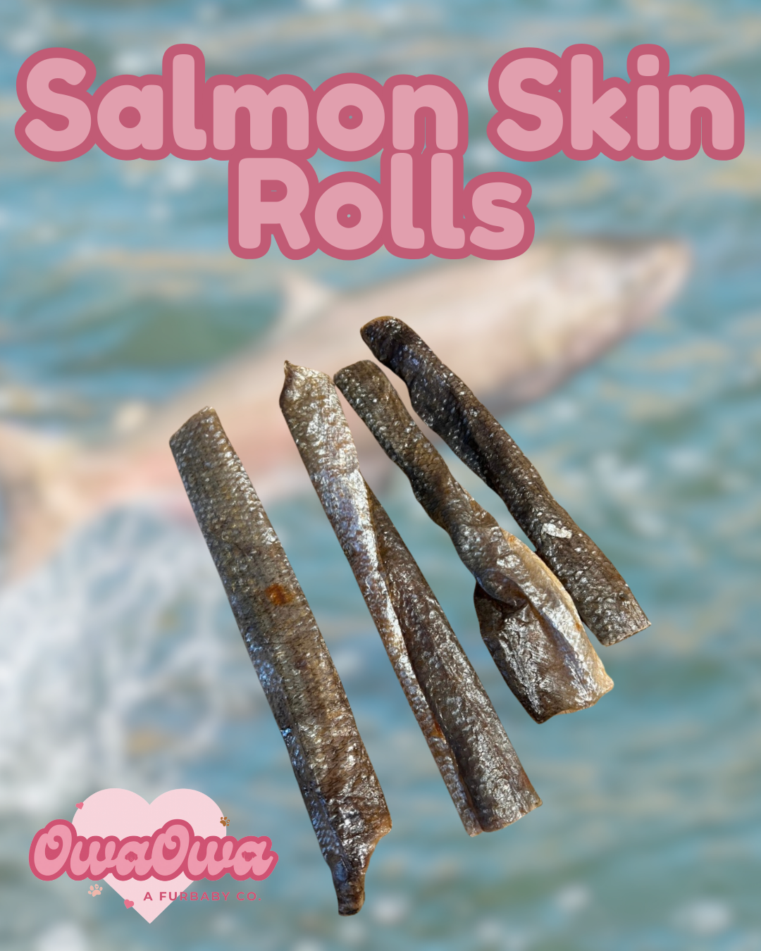 Salmon skin rolls for dogs