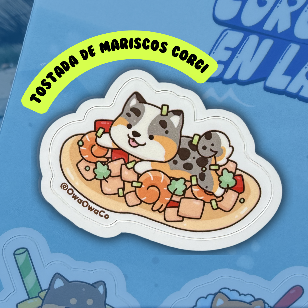 Owa Owa Treatlandia Tostada de mariscos corgi sticker