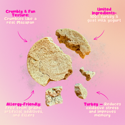 Cultural dog treat shaped like mazapán – species-appropriate, high-protein and probiotic-rich