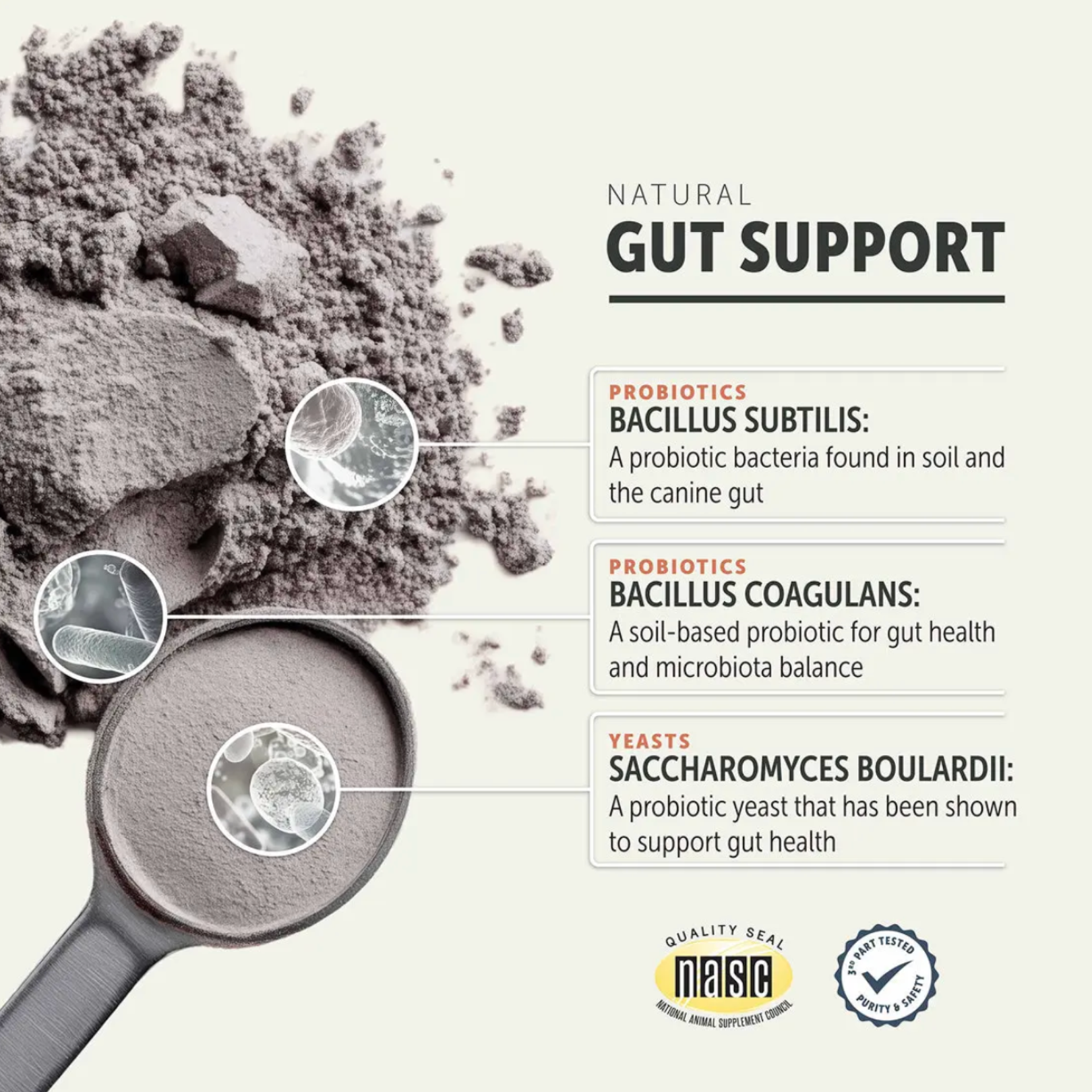 Dog probiotic supplement with Bacillus subtilis and Bacillus coagulans