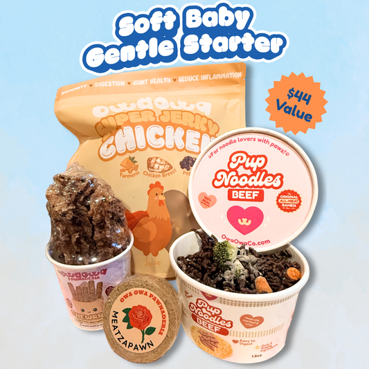 Owa Owa Treatlandia Soft Baby Gentle Starter

A bundle for dogs who are picky, hesitant, or just need food to feel a little softer, safer, and easier to approach.